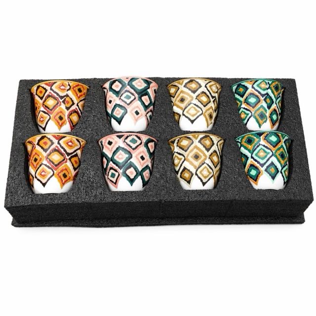 Boho Geometric Ceramic Cup 8 kpl lahjasetti kahviteelle