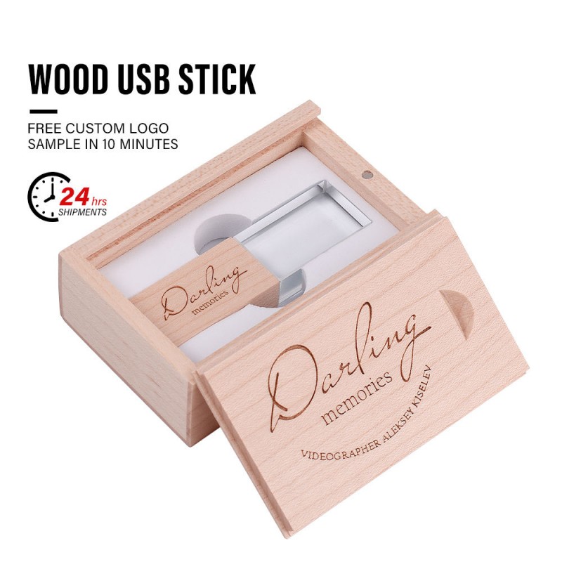 Mukautettu Crystal Woodin USB-muistitikku