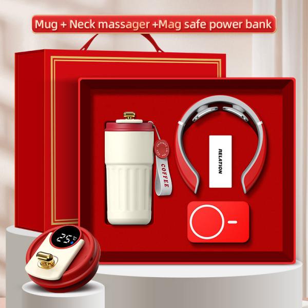 Mukautettu logo 3-in-1-lahjarasia Muki Hierontalaite Power Bank