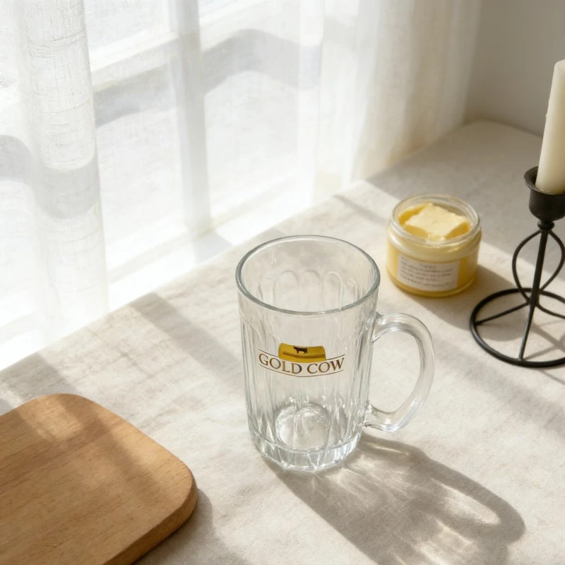 Striped Texture Glass Beer Mug