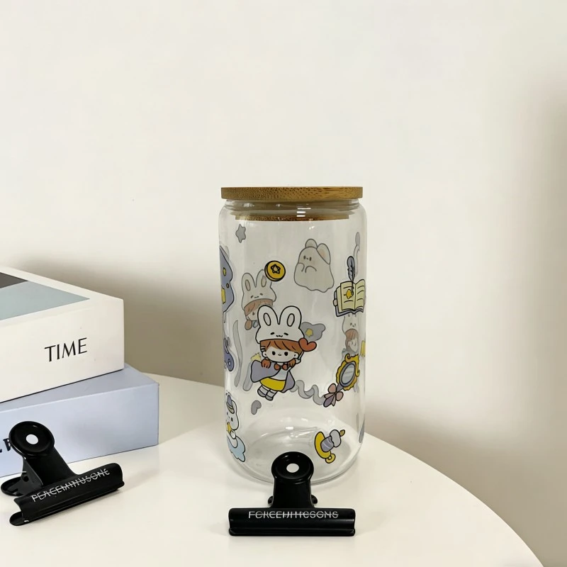 Borosilicate Glass Can Tumblers With Bamboo Lids