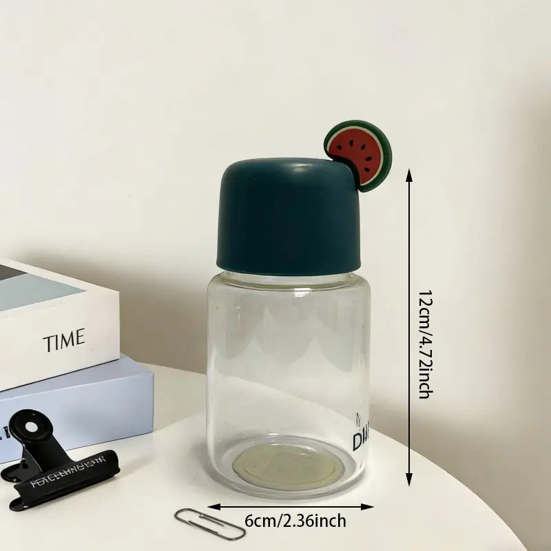 Mini Glass Water Bottle With Pull Tab Silicone Watermelon Handle