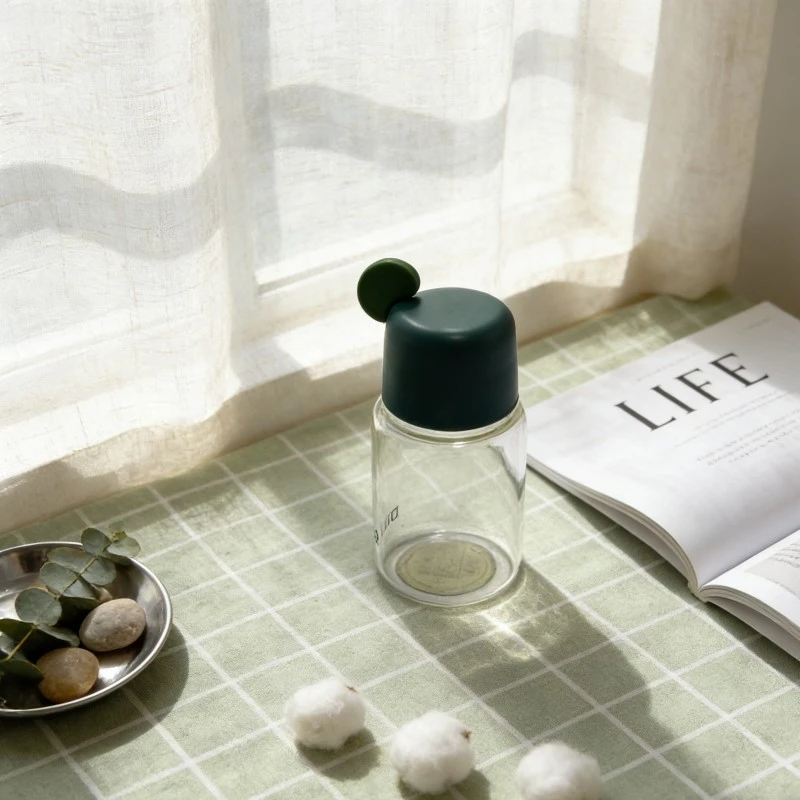Mini Glass Water Bottle With Pull Tab Silicone Watermelon Handle