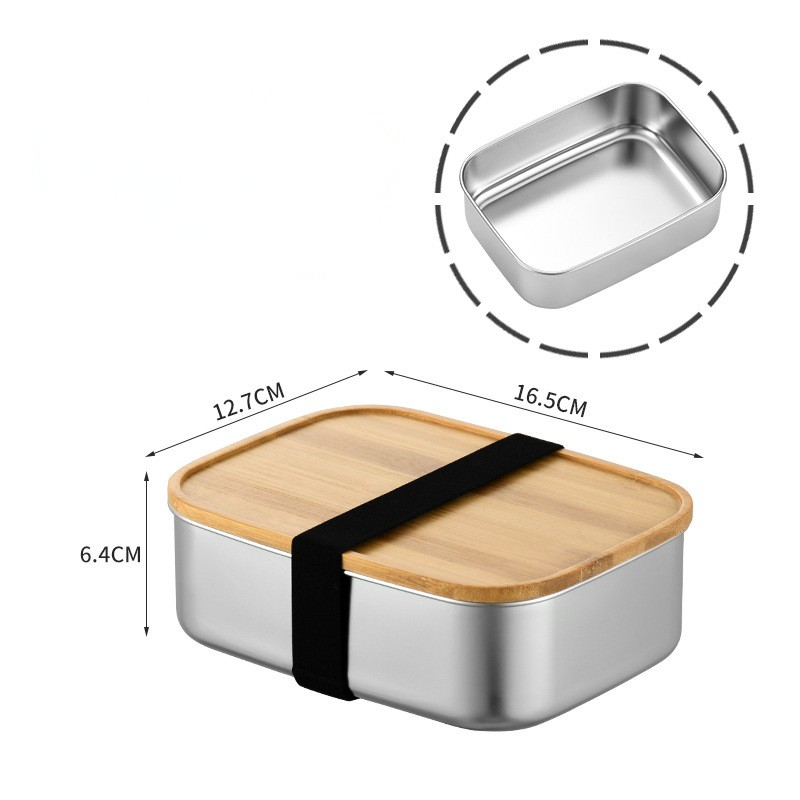 Stainless Steel Lunch Box with Bamboo Lid